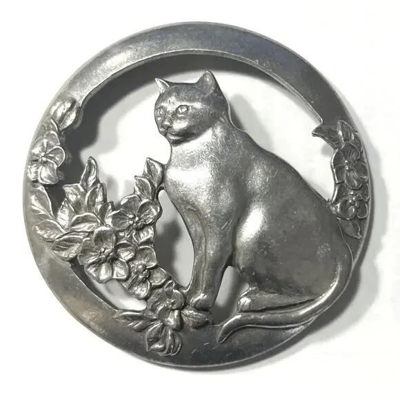 Vintage Seagull Potpourri Jar Lid Pewter Cat/flowers 1988, Canada - Picture 3 of 8